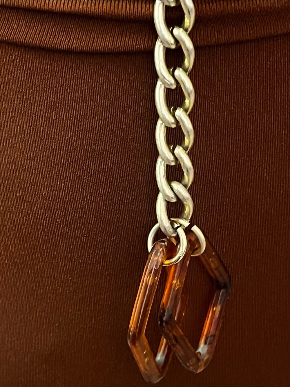 Vintage Y2K Tortoiseshell Chain Belt | Geometric Resin Hip Belt